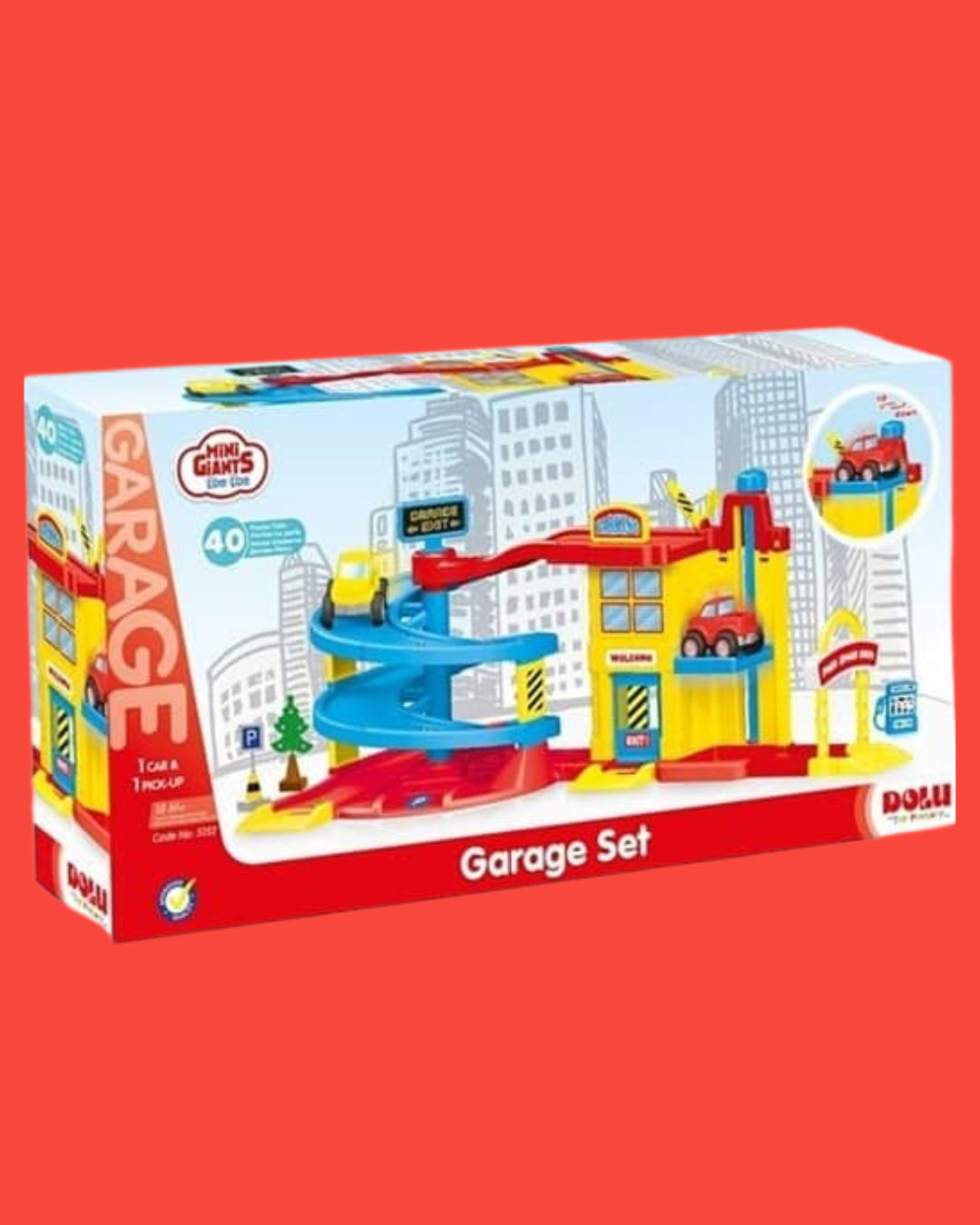 Garage Jouet Enfant DOLU – Parking avec Rampe Spirale et Voitures | Éducatif