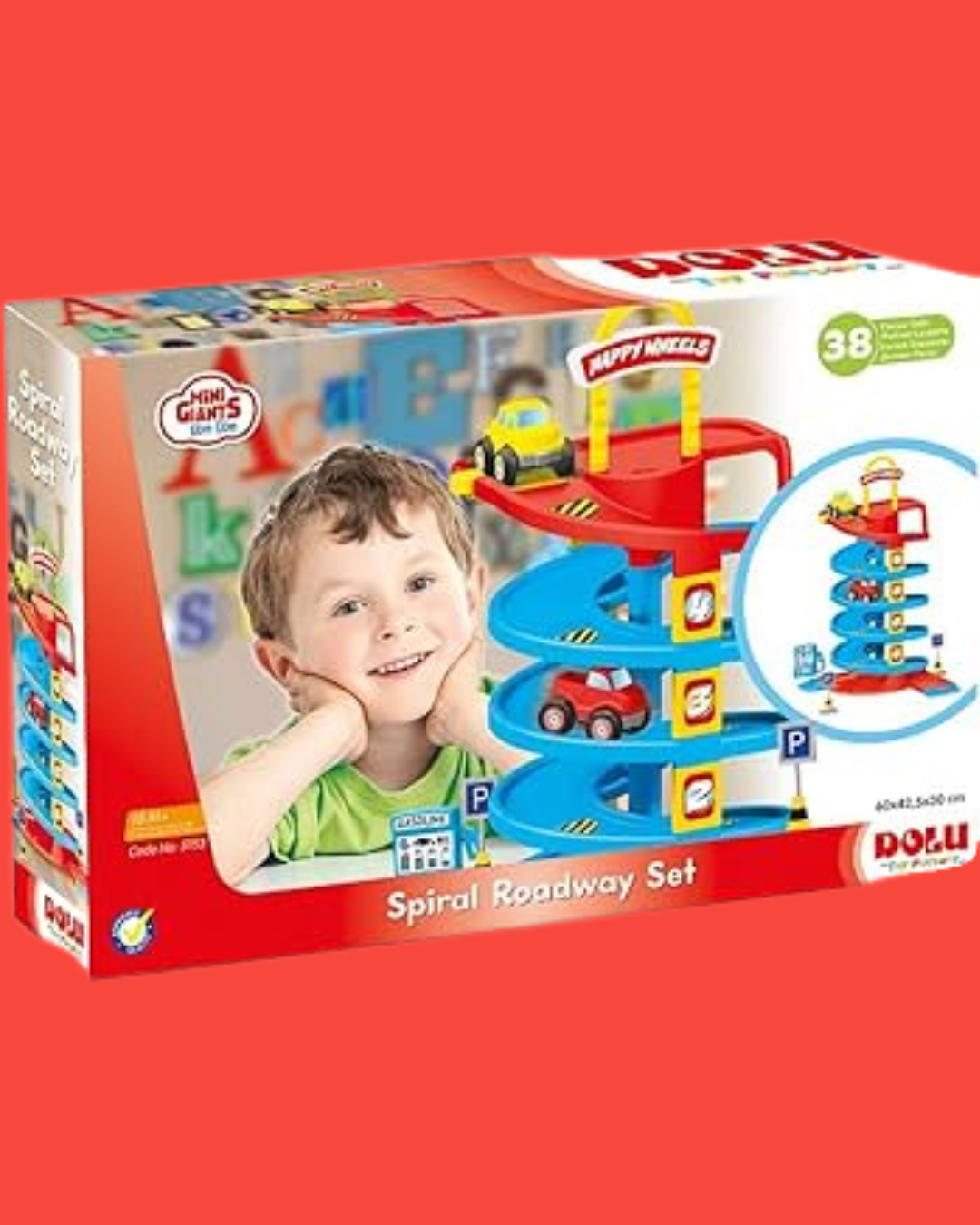 Parking à Spirale Bébé DOLU – Spiral Roadway Set avec Voitures | Jouet Éducatif