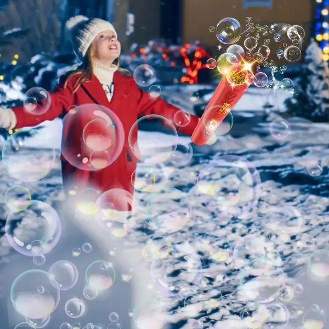 "Fireworks Bubble Salute" - Pistolet à Bulles Géantes avec Effets Sonores