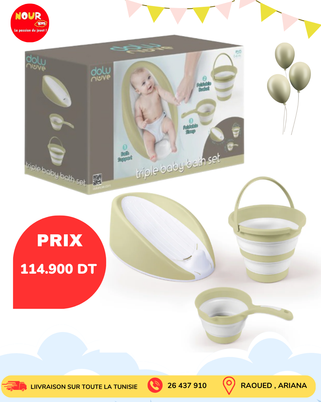 Ensemble de Baignoire Triple pour Bébé