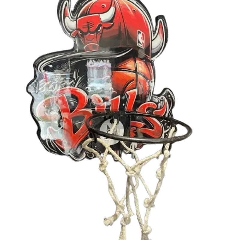 Mini panneau de basket artisanal en résine époxy – Design CHICAGO BULLS