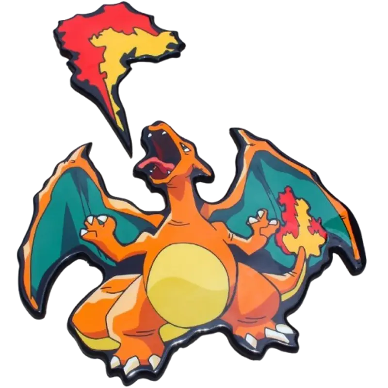 Tableau artisanal en résine époxy – Design CHARIZARD