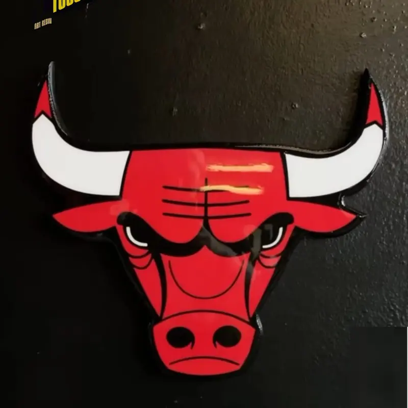 Tableau artisanal en résine époxy – Design CHICAGO BULLS